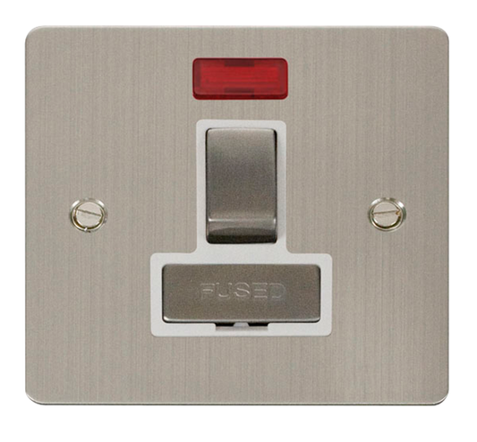 Click Define Stainless Steel 1G 13A Switched Fused Connection Unit & Neon White Insert