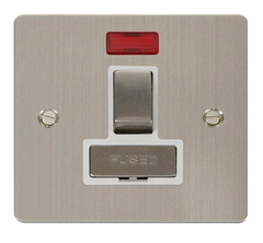 Click Define Stainless Steel 1G 13A Switched Fused Connection Unit & Neon White Insert