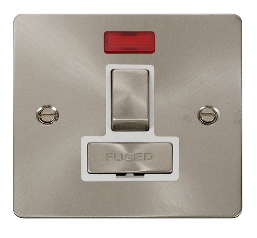 Click Define Brushed Stainless 1G 13A Switched Fused Connection Unit & Neon White Insert