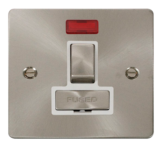 Click Define Brushed Stainless 1G 13A Switched Fused Connection Unit & Neon White Insert