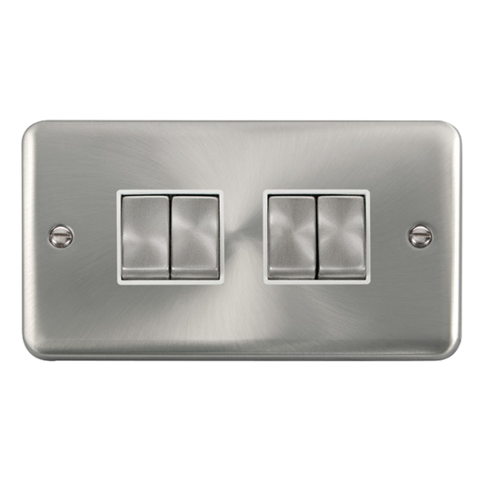 Click Deco Plus Satin Chrome 4G 2W Quadruple Light Switch White Insert