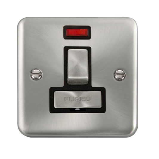 Click Deco Plus Satin Chrome 1G 13A Switched Fused Connection Unit & Neon Black Insert