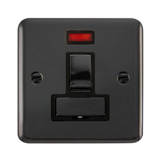 Click Deco Plus Black Nickel 1G 13A Switched Fused Connection Unit & Neon Black Insert