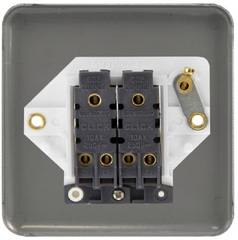 Click Deco Plus Satin Chrome 2G 2W Double Light Switch White Insert