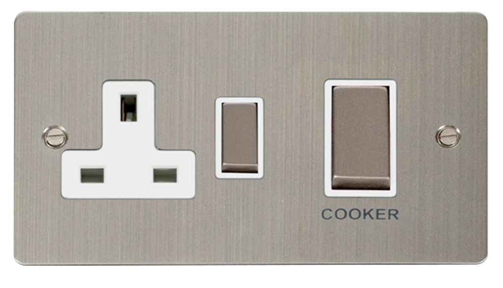 Click Define Stainless Steel 2G 45A DP Cooker Control Unit White Insert