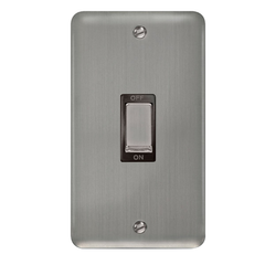 Click Deco Plus Stainless Steel 2G 45A DP Vertical Switch Black Insert