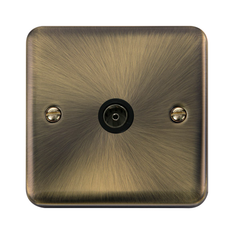 Click Deco Plus Antique Brass 1G TV Coaxial Outlet Black Insert