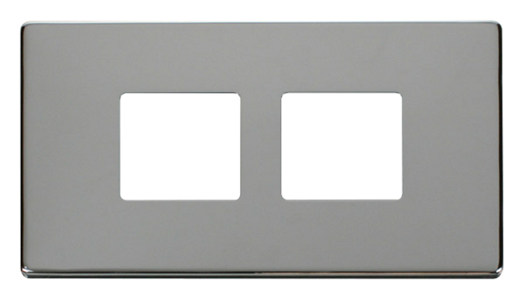 Click Definity Screwless Polished Chrome 4G 2W Quadruple Light Switch Black Insert