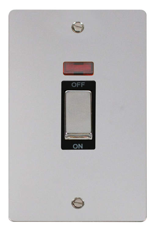 Click Led Light Switch Click Define Polished Chrome 2G 45A DP Vertical Switch & Neon Black In ...