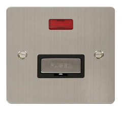 Click Define Stainless Steel 1G 13A Unswitched Fused Connection Unit & Neon Black Insert