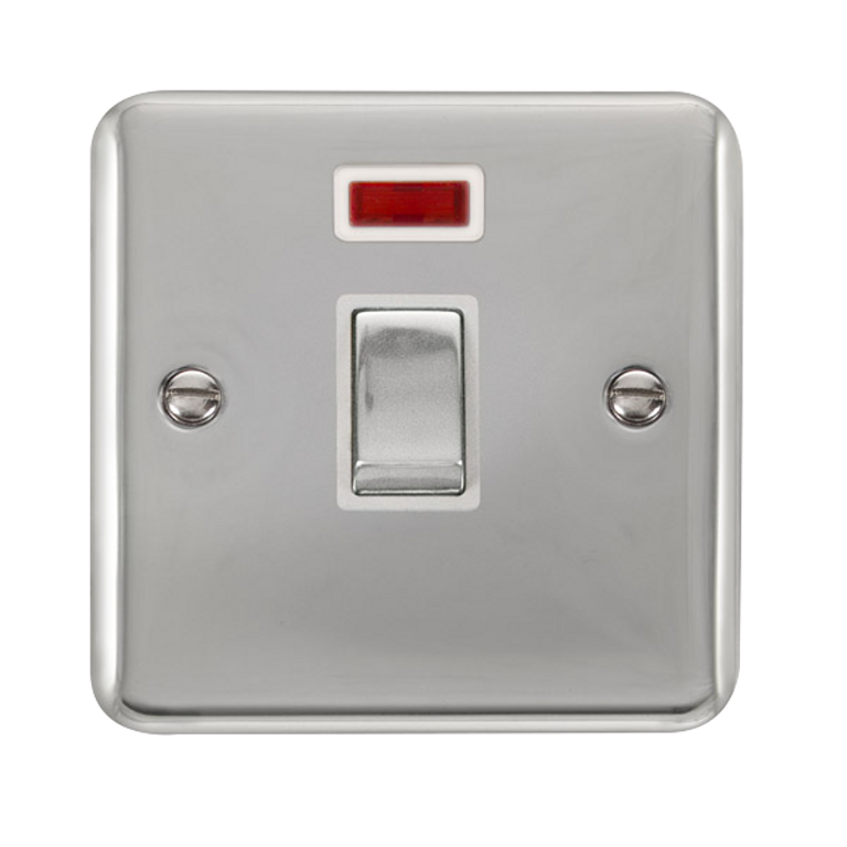Click Deco Plus Polished Chrome 1G 20A DP Switch & Neon White Insert