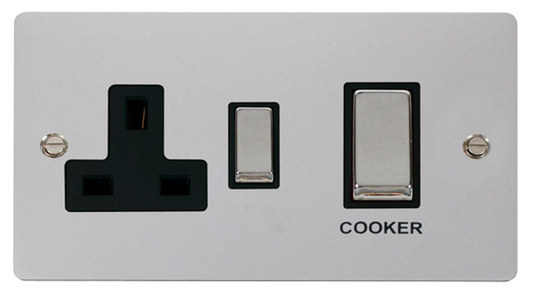 Click Define Polished Chrome 2G 45A DP Cooker Control Unit Black Insert