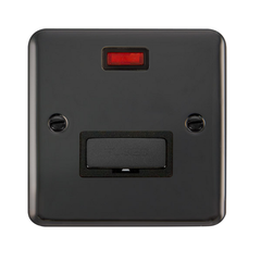 Click Deco Plus Black Nickel 1G 13A Unswitched Fused Connection Unit & Neon Black Insert