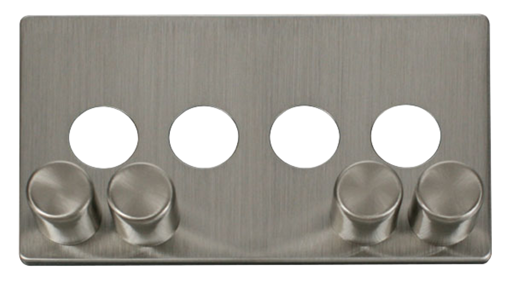 Click Definity Screwless Stainless Steel 4G 2W Quadruple 400W Push On/Off Dimmer