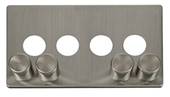 Click Definity Screwless Stainless Steel 4G 2W Quadruple 400W Push On/Off Dimmer