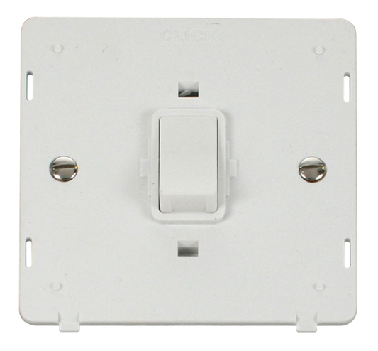 Click Definity Screwless Polar White 1G 20A DP Switch White Insert