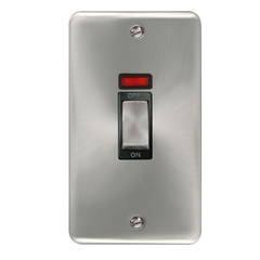 Click Deco Plus Satin Chrome 2G 45A DP Vertical Switch & Neon Black Insert