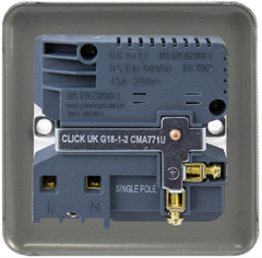 Click Deco Plus Satin Chrome 1G 13A Single Switched Socket c/w 1 x USB Outlet Black Insert