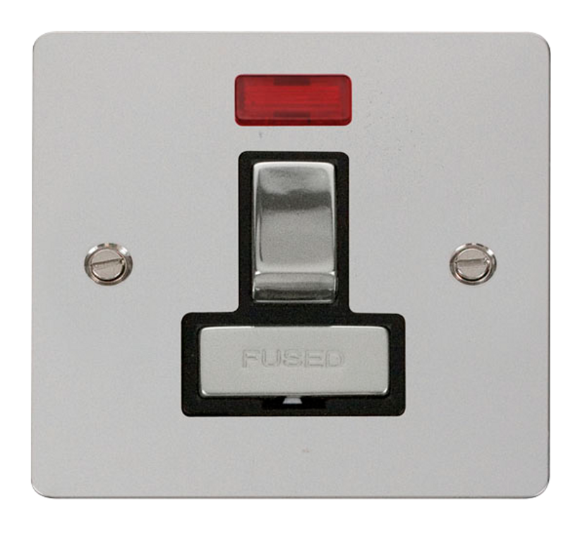 Click Define Polished Chrome 1G 13A Switched Fused Connection Unit & Neon Black Insert