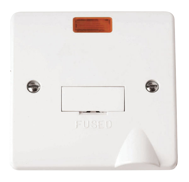 Click Mode White 1G 13A Unswitched Fused Connection Unit c/w Flex Outlet & Neon