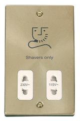 Click Deco Satin Brass Shaver Socket White Insert