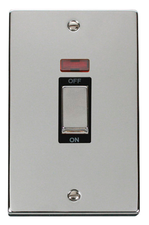 Click Deco Polished Chrome 2G 45A DP Vertical Switch & Neon Black Insert