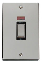 Click Deco Polished Chrome 2G 45A DP Vertical Switch & Neon Black Insert