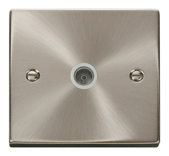 Click Deco Satin Chrome 1G TV Coaxial Outlet White Insert