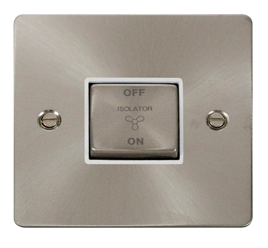 Click Define Brushed Stainless 1G Fan Isolator Switch White Insert