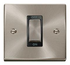 Click Deco Satin Chrome 1G 45A DP Switch Black Insert