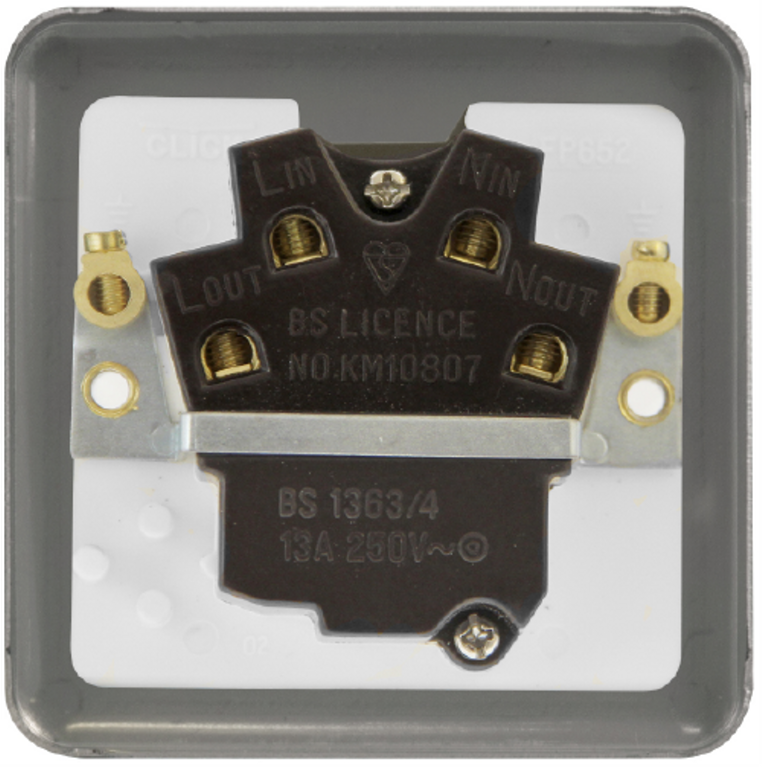 Click Deco Plus Polished Brass 1G 13A Switched Fused Connection Unit Black Insert