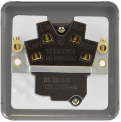 Click Deco Plus Polished Chrome 1G 13A Switched Fused Connection Unit White Insert
