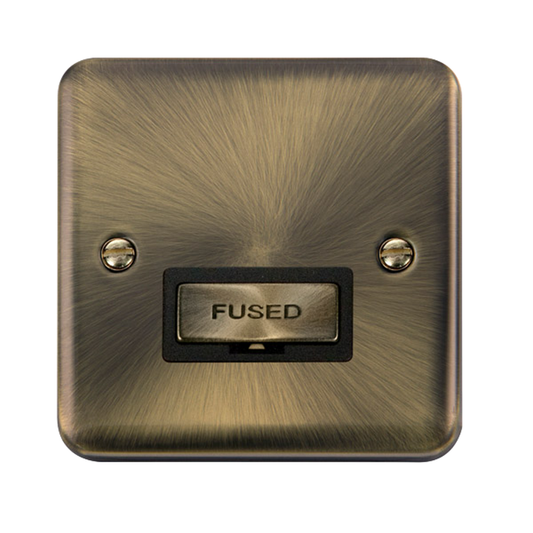 Click Deco Plus Antique Brass 1G 13A Unswitched Fused Connection Unit Black Insert