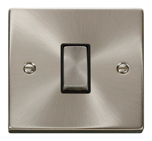 Click Deco Satin Chrome 1G 2W Single Light Switch Black Insert