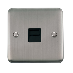 Click Deco Plus Stainless Steel 1G Single BT/Telephone Master Outlet Black Insert