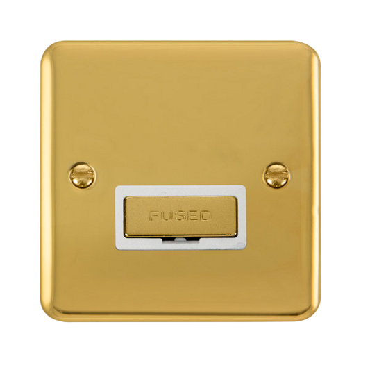 Click Deco Plus Polished Brass 1G 13A Unswitched Fused Connection Unit White Insert