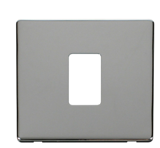 Click Definity Screwless Polished Chrome 1G 2W Single Light Switch Black Insert
