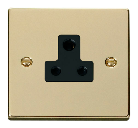 Click Deco Polished Brass 1G 5A Round Pin Single Socket Black Insert