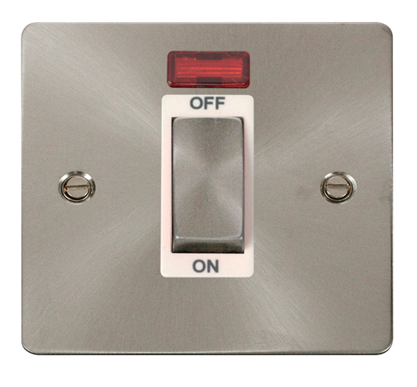 Click Define Brushed Stainless 1G 45A DP Switch & Neon White Insert