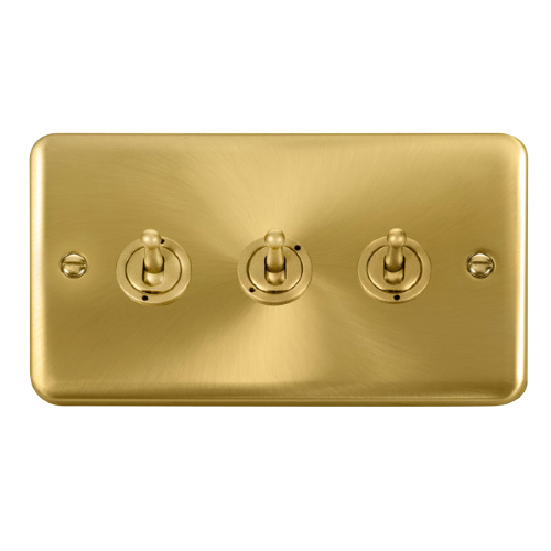 Click Deco Plus Satin Brass 3G 2W Triple Dolly Light Switch