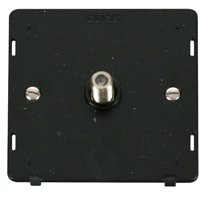 Click Definity Screwless Polished Chrome 1G F Satellite Outlet Plate Black Insert