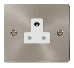 Click Define Brushed Stainless 1G 5A Round Pin Single Socket White Insert