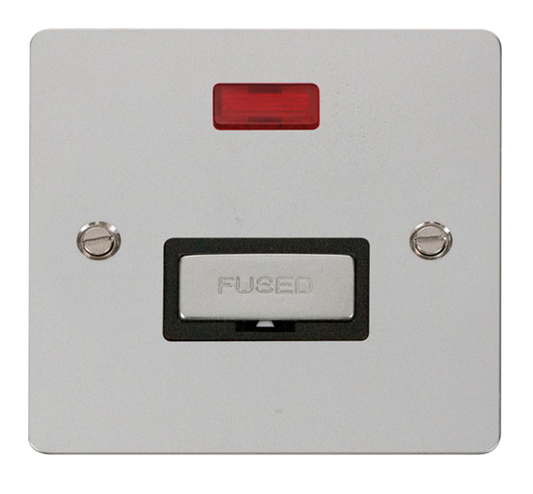 Click Define Polished Chrome 1G 13A Unswitched Fused Connection Unit & Neon Black Insert