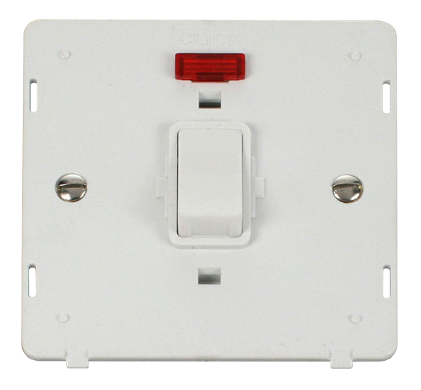 Click Definity Screwless Polar White 1G 20A DP Switch & Neon White Insert