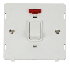 Click Definity Screwless Polar White 1G 20A DP Switch & Neon White Insert