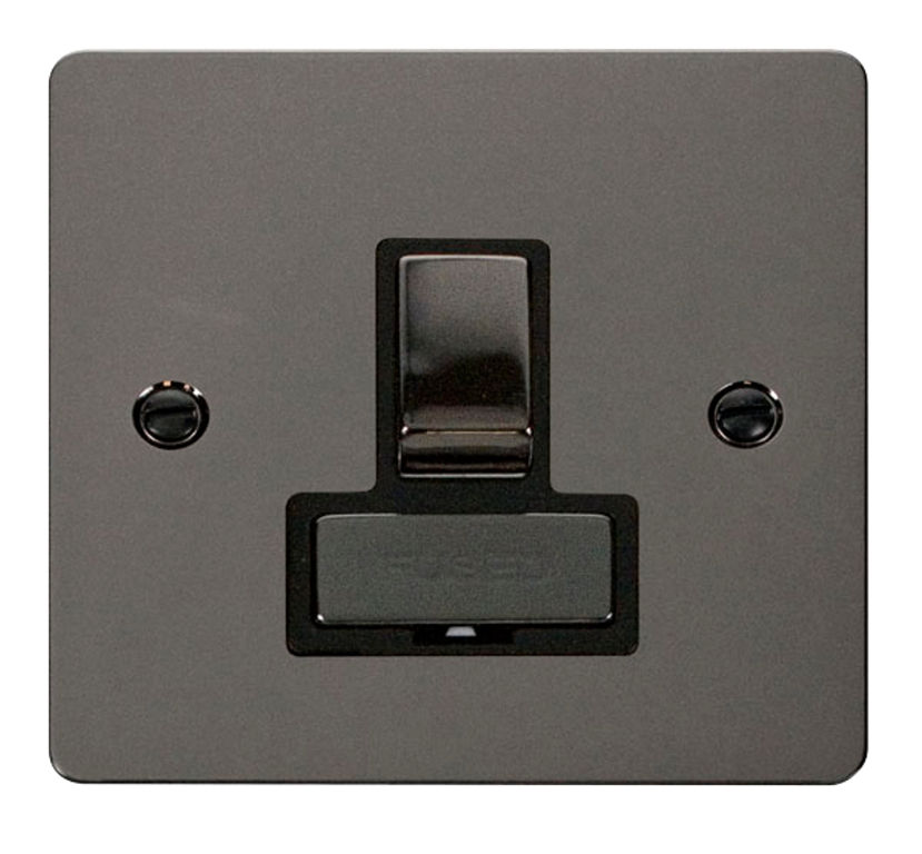 Click Define Black Nickel 1G 13A Switched Fused Connection Unit Black Insert
