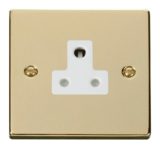 Click Deco Polished Brass 1G 5A Round Pin Single Socket White Insert