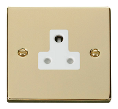 Click Deco Polished Brass 1G 5A Round Pin Single Socket White Insert