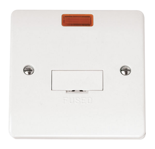 Click Mode White 1G 13A Unswitched Fused Connection Unit & Neon