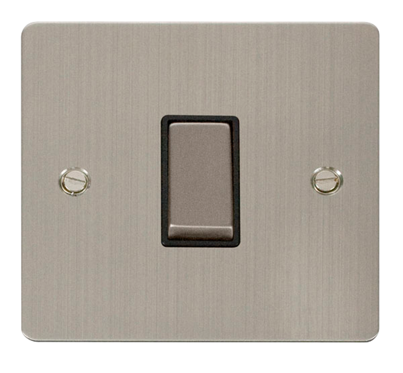 Click Define Stainless Steel 1G 2W Single Light Switch Black Insert